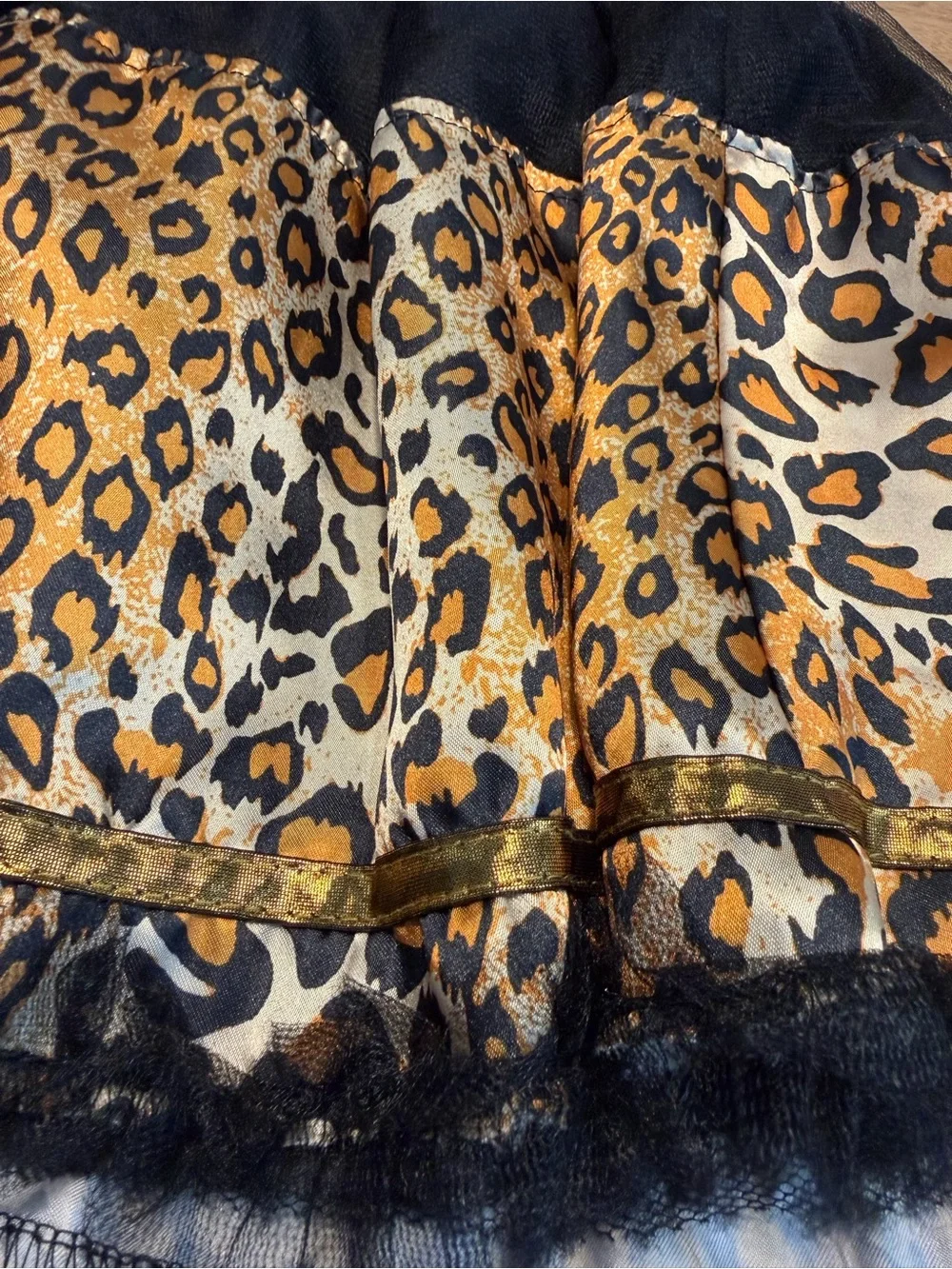 Sassy Spots Leopard Print Costume Girls Size XL Cat Feline Hooded Dress EUC